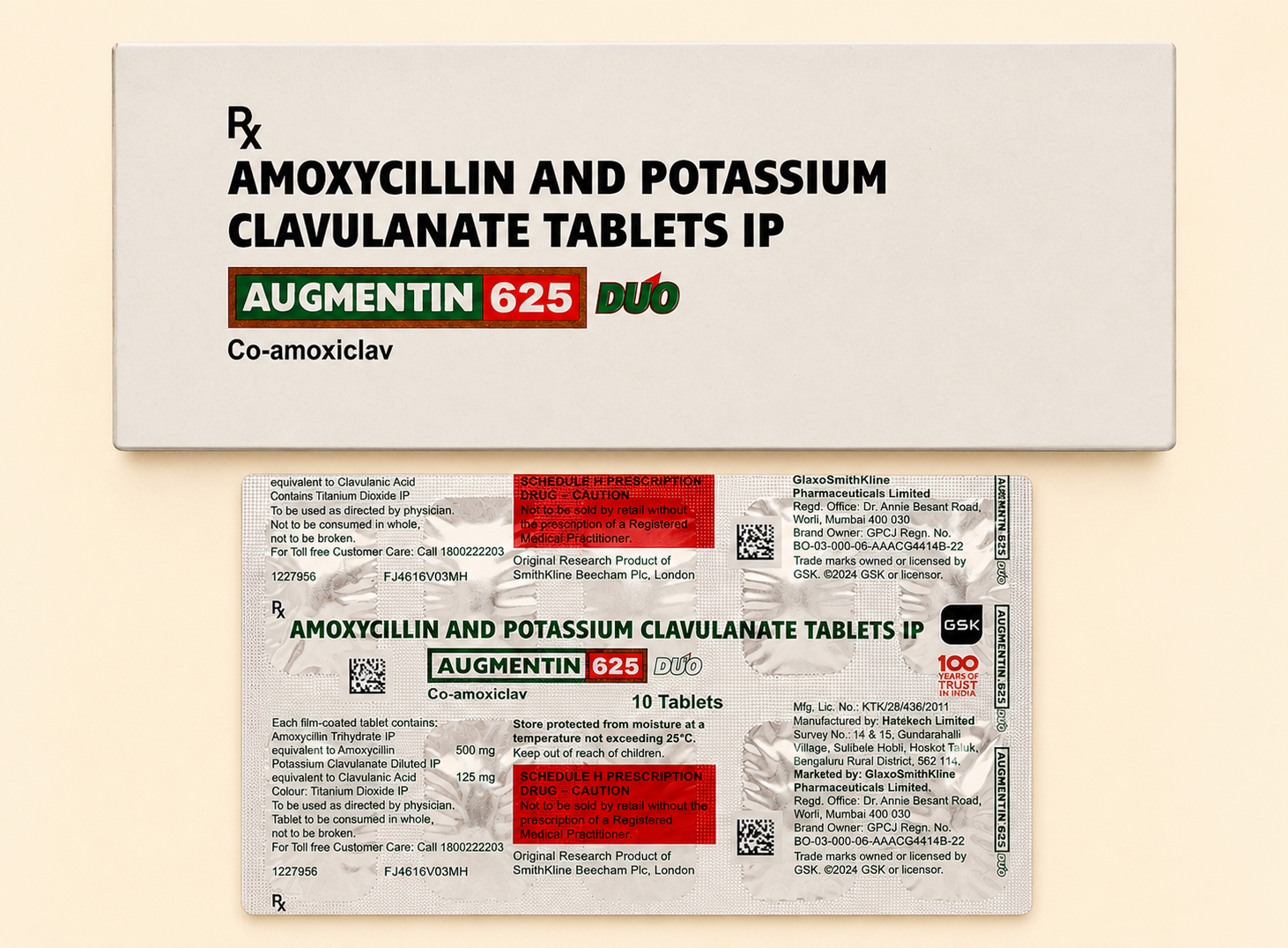 Amoxycillin 500mg + Clavulanic Acid  125mg